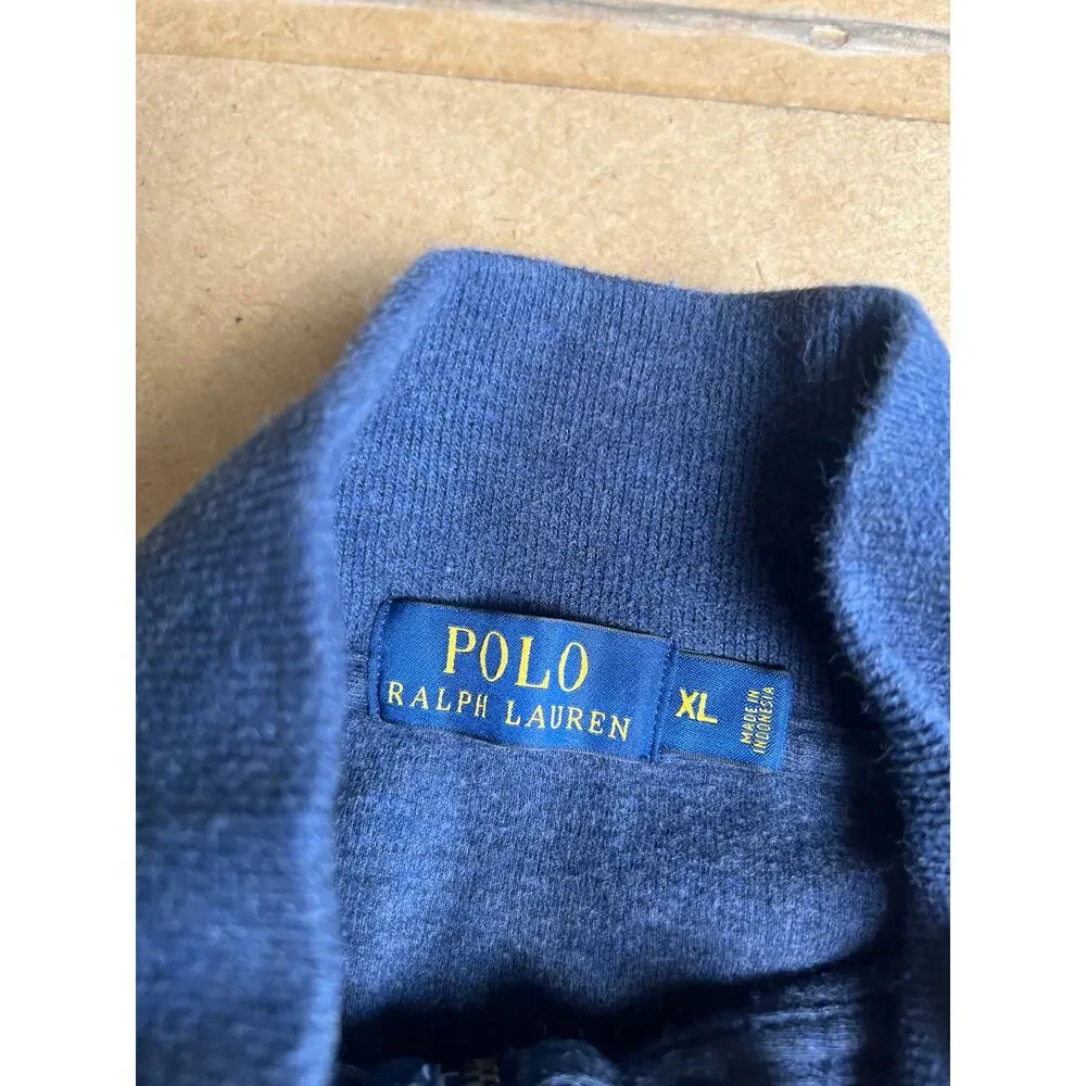 Polo Sweater Mens XL Ralph Lauren Quarter Zip Pullover Blue Heather Pony Logo